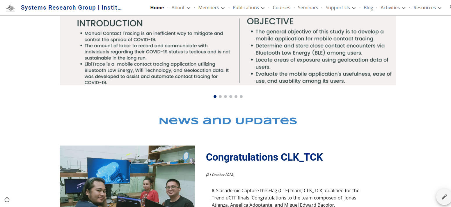 Old SRG website screenshot